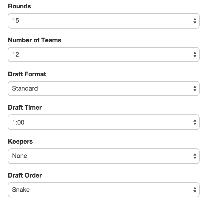 Online Fantasy Draft Board