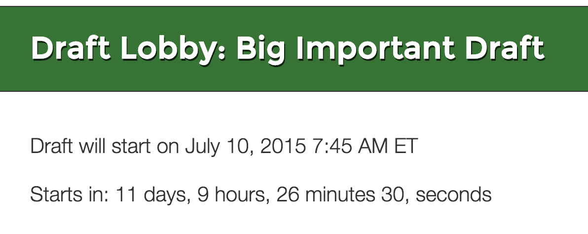 Live Draft Lobby